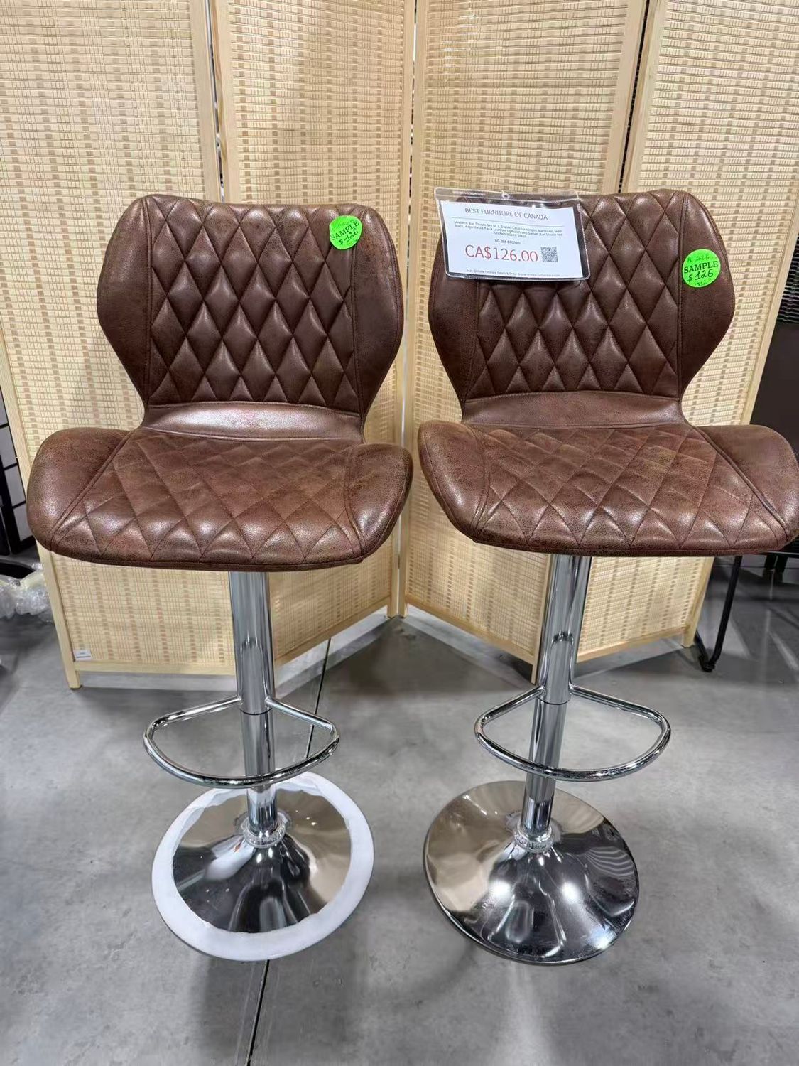 Modern Bar Stools Set of 2, Swivel Counter Height Barstools with Back, Adjustable Faux Leather Upholstered Swivel Bar Stools for Kitchen Island Stool