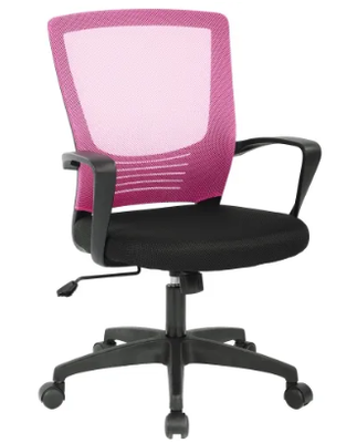 Pink Color Ergonomic Office Chair | Affordable Desk Chair | Mesh Computer Chair with Lumbar Support, Arms, Modern Swivel Rolling Mid-Back Executive Task Chair