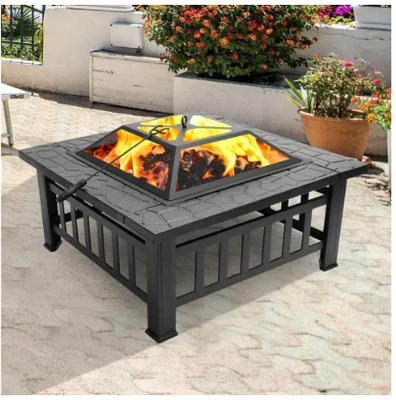 28" Patio Wood-Burning Metal Fire Bowl