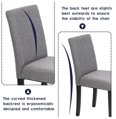 Dining Chairs Set of 4, Kitchen with Fabric Upholstered Cushion Seat & Solid Wood Legs, Modern Armless Parsons Chair Accent Side for Room Farmhouse Restaurant, Grey Color Dining Chairs Set of 4, Kitchen with Fabric Upholstered Cushion Seat & Solid Wood Legs, Modern Armless Parsons Chair Accent Side for Room Farmhouse Restaurant, Grey Color