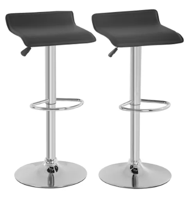 Adjustable Stool with Modern PU Leather Swivel Bar Stools With Black Bar Stools Set of 2