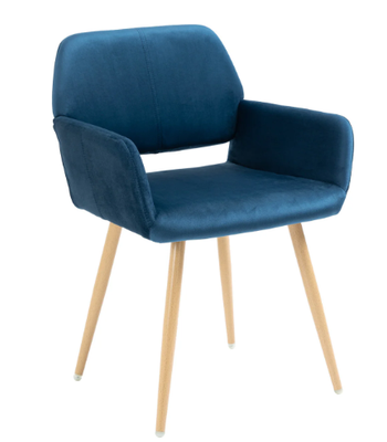 ​Dinning Chair - Kitchen Chairs PU Leather Armrest Side Chair (Blue)