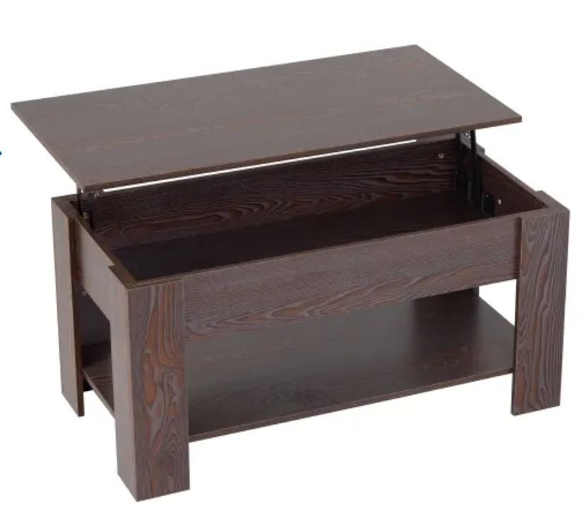 Lift Top Coffee Table with Hidden Compartment and Storage Shelf