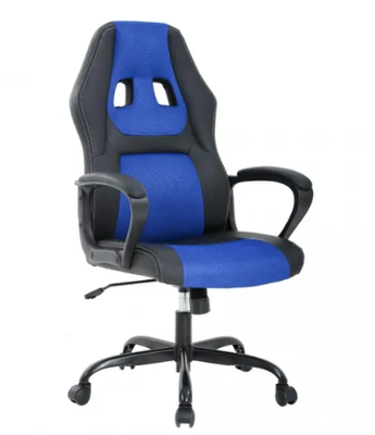 Ergonomic Office Chair Cheap Desk Chair PC Gaming Chair Rolling PU Leather Swivel Chair Executive Computer Chair Lumbar Support (Blue) (Open Box)