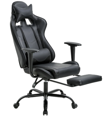 BestOffice Gaming Chair with Footrest, Ergonomic Adjustable Office Chair (Black)