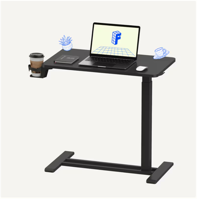 H6 Height Adjustable Side Table 32 x 18 Inch Overbed Table (Black)