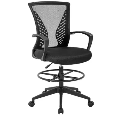 Drafting Chair Tall Office Chair Adjustable Height with Arms Foot Rest Back Support Adjustable Height Rolling Swivel Desk Chair Mesh