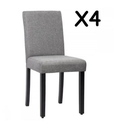New Set of 4 Grey Elegant Design Modern Fabric Upholstered Dining Chairs B164