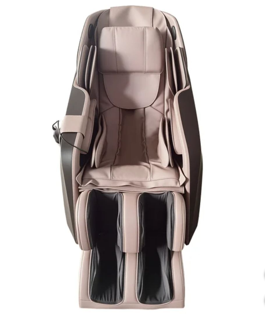 3D Zero Gravity Full Body Massage Chair SL-Track Recliner with Built-In Heat Therapy Foot Roller, Colors: Grey / Brown