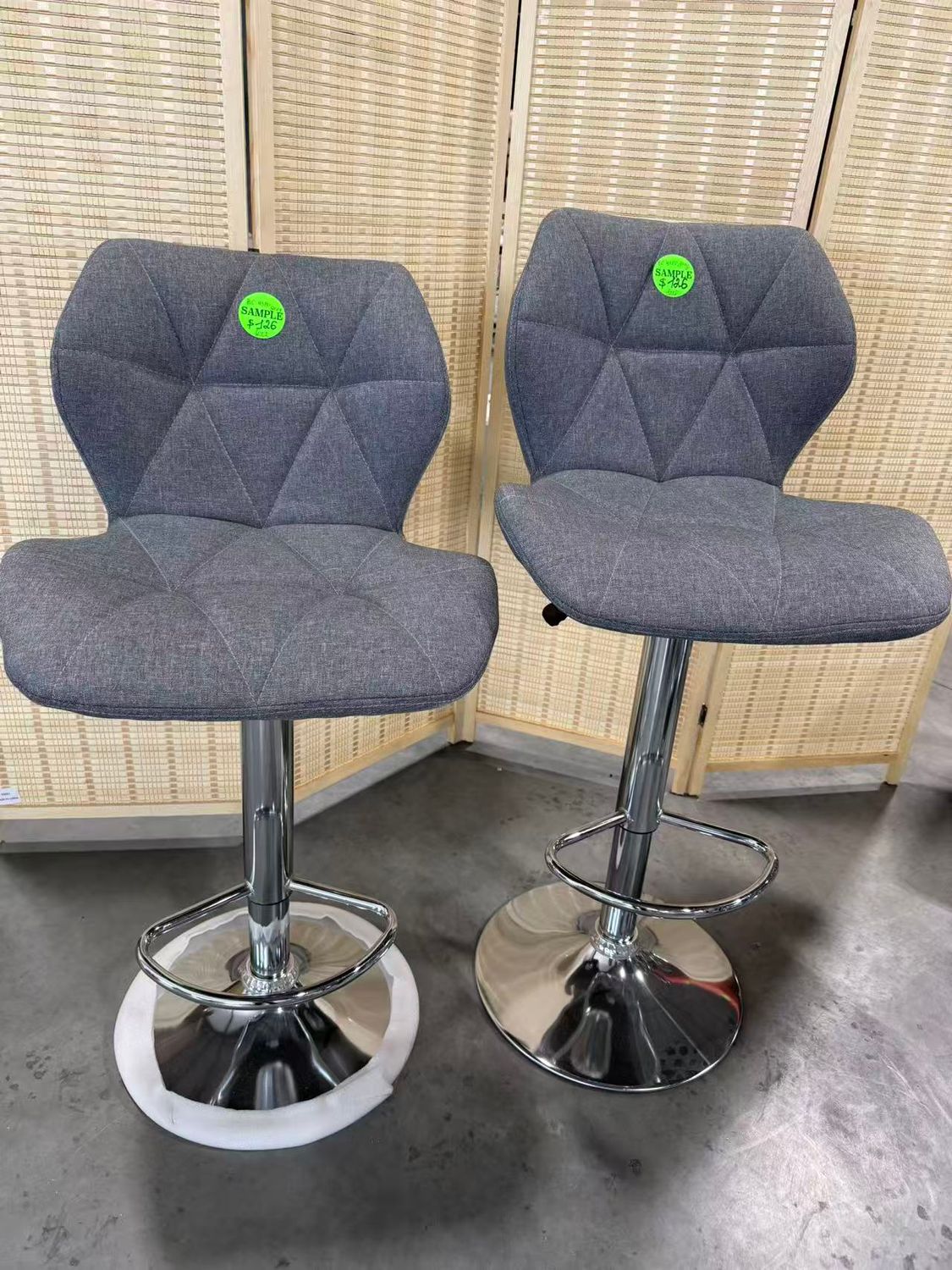 Stools Set of 2 Swivel Bar Stools Adjustable Counter Stool Barstools Dining Bar Chair with Back for Home(Grey)