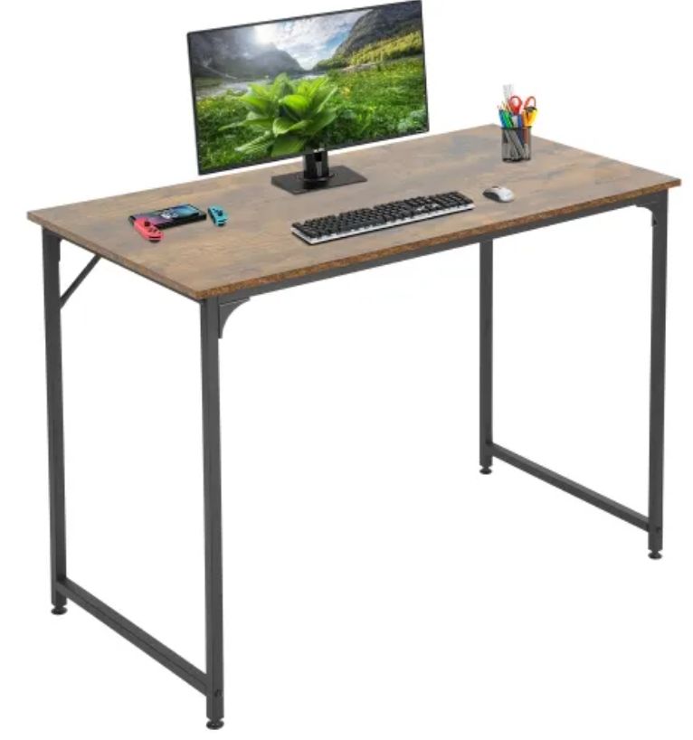 Computer Desk Home Office Desk 40 inches Gaming Desk Multi-Function Writing Table Student Art Modern Simple Style PC Wood Metal Desk Workstation  BLACK/VINTAGE/NATURE