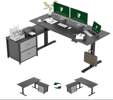 Height Adjustable Desk – Heavy-Duty Frame with 4-Piece Desktop