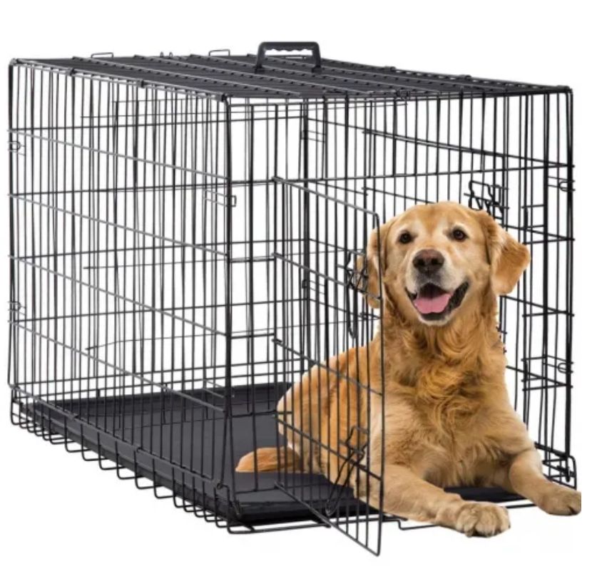 Dog Crate Extra Large Double Door Folding Dog Cage Pet Crate W/Divider &amp; Tray,42"