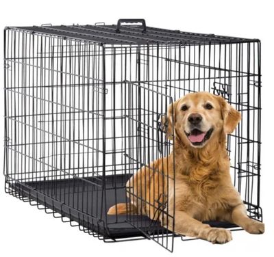 Dog Crate Extra Large Double Door Folding Dog Cage Pet Crate W/Divider &amp; Tray,42"