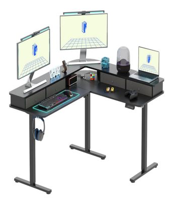 Height Adjustable Desk – Double Crossbar with Fabric Drawer