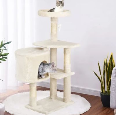 36 inch Tall Cat Tree Cat Tower Cat Condo Multi-Level,Beige
