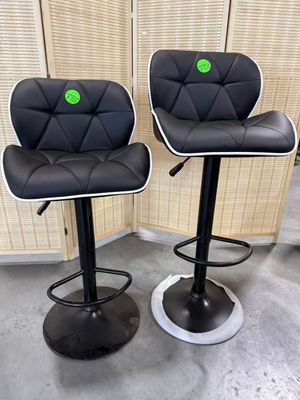 Bar Stools, Swivel Counter Height Bar Stools, Adjustable Faux PU Leather Bar Chairs with Back and Footrest, Modern Upholstered Armless Counter Stools, Island Chairs for Bar Kitchen, Black