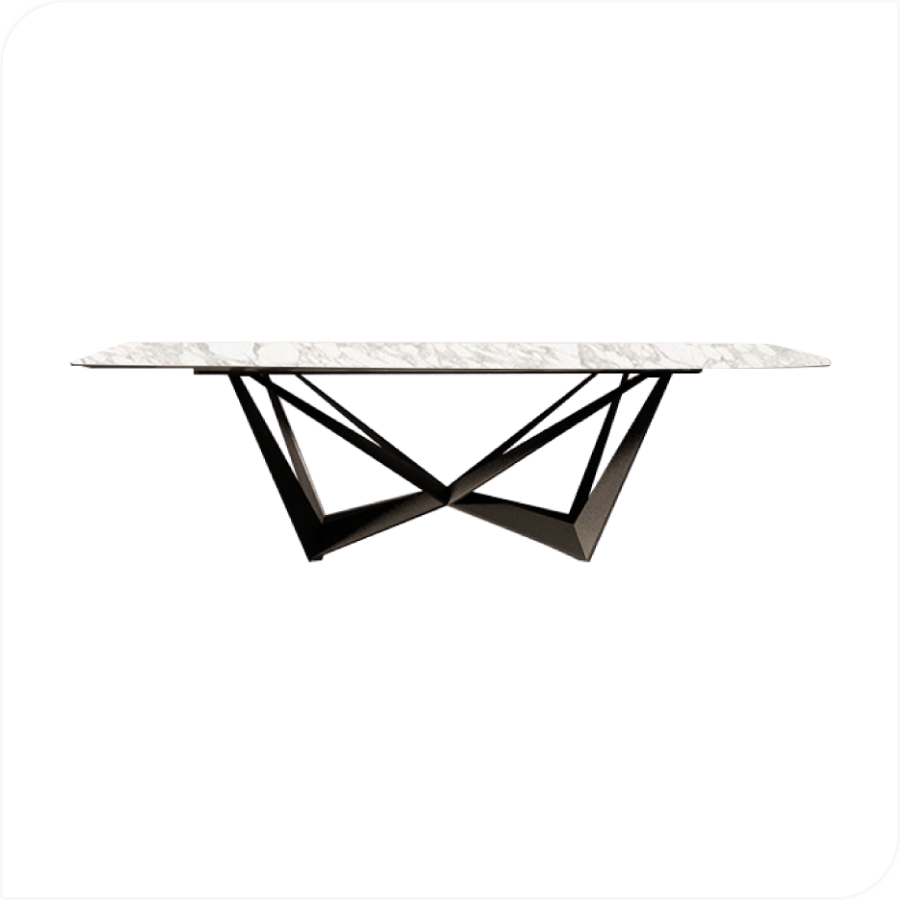 Faux Marble Top with Metal Frame Dining Table 71IN