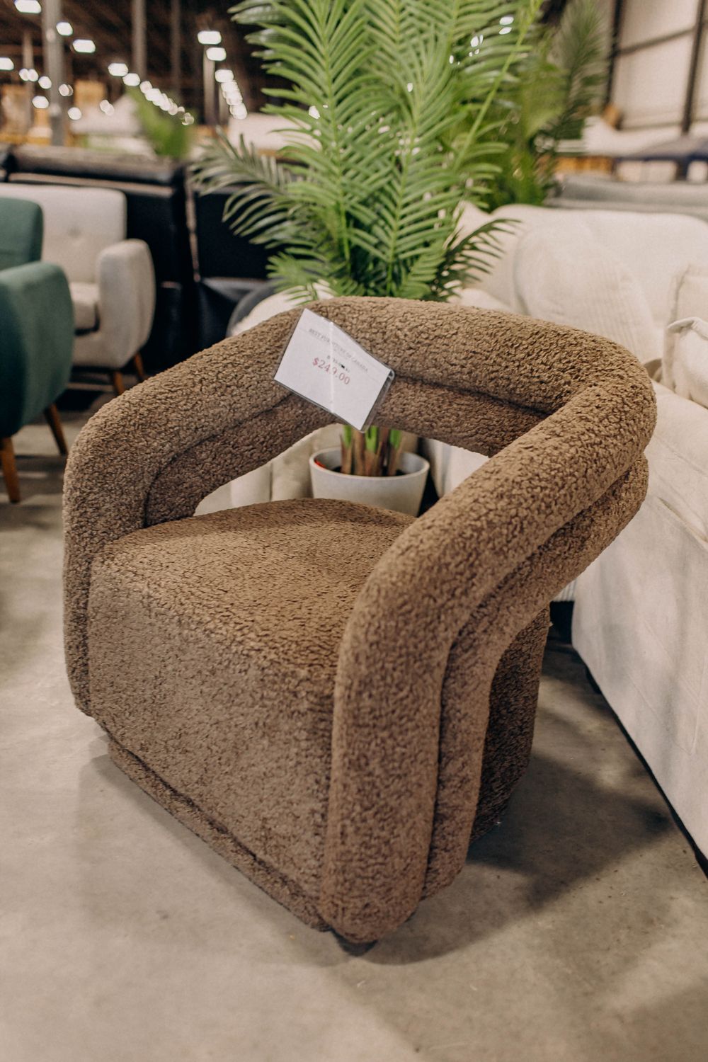 Brown Sherpa Barrel Accent Chair