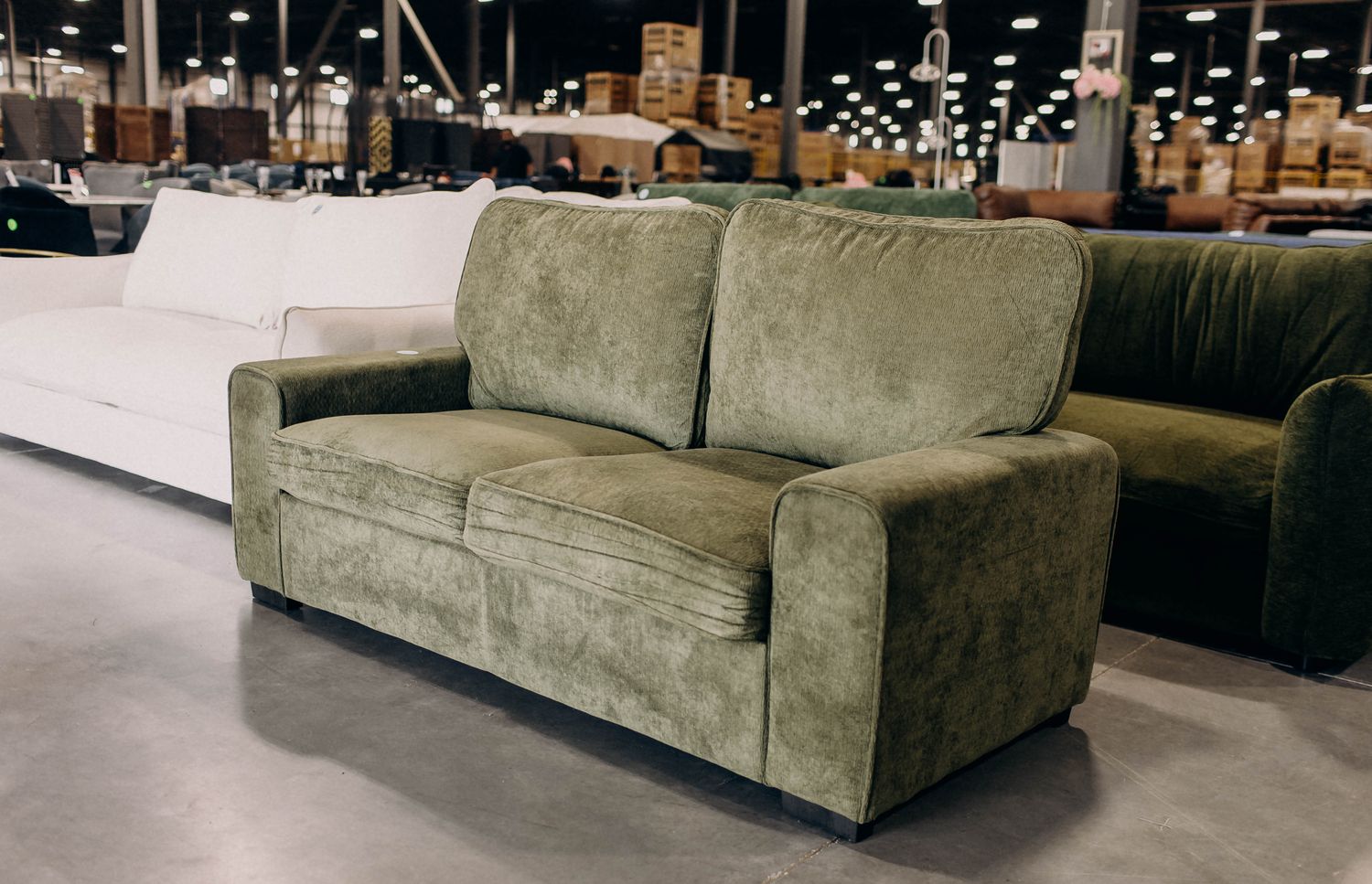 Olive Green Corduroy Love-seat