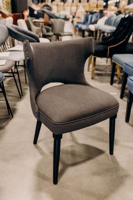 SET of 2 Charcoal Grey Wingback Dining Chair with Nailhead Trim