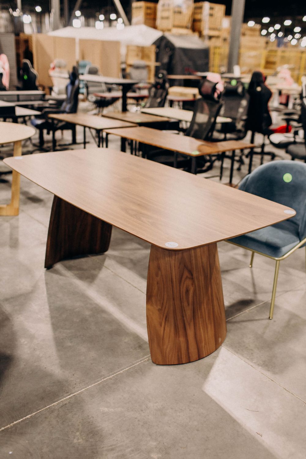 Modern Walnut Pedestal Dining Table