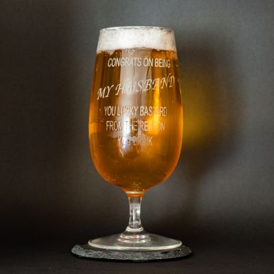 Engraved beer glass