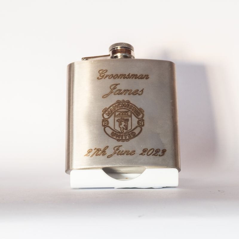 Engraved hip flask 6oz size