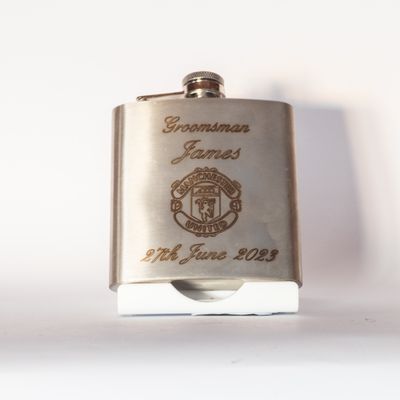 Engraved hip flask 6oz size