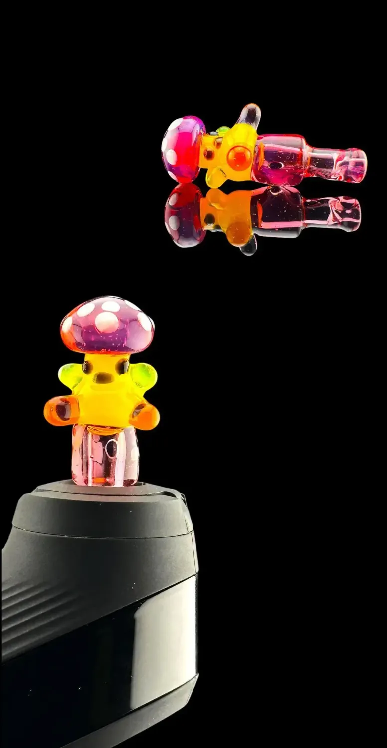 Joystick Cap | Shroom Dude | Pink / Gelb | PuffCo NEW PEAK / PROXY