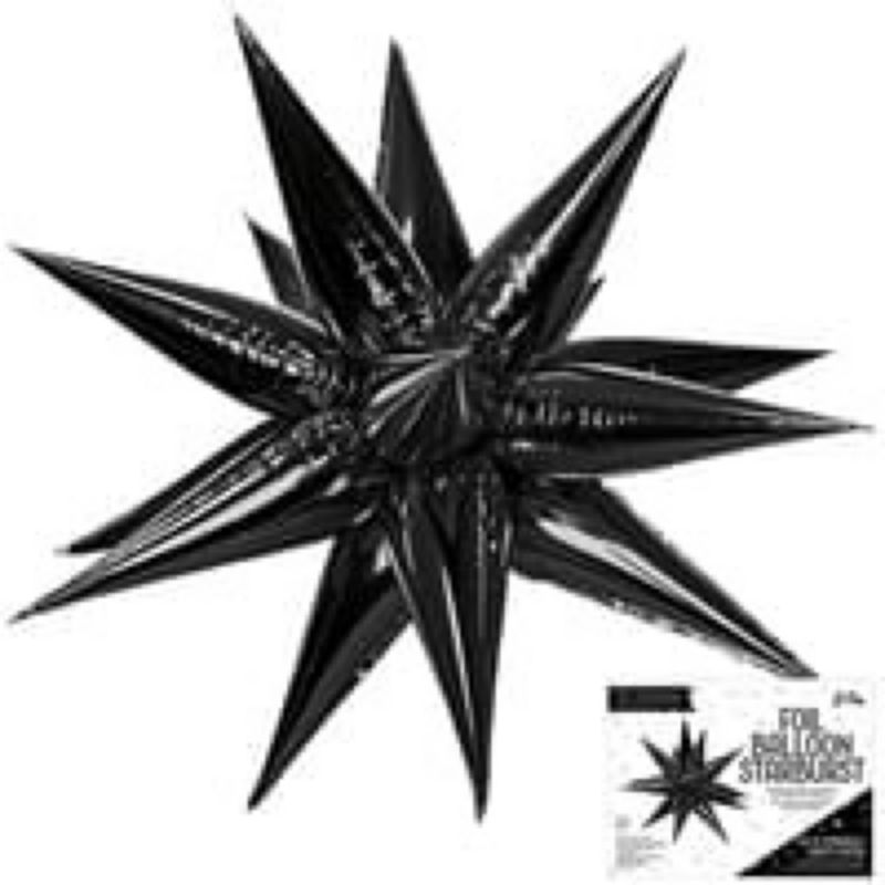Foil Balloon Starburst Black 26in