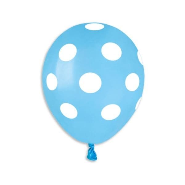 Gemar Standard Printed Light Blue Polka Latex Balloons #009 5in - 100 pieces
