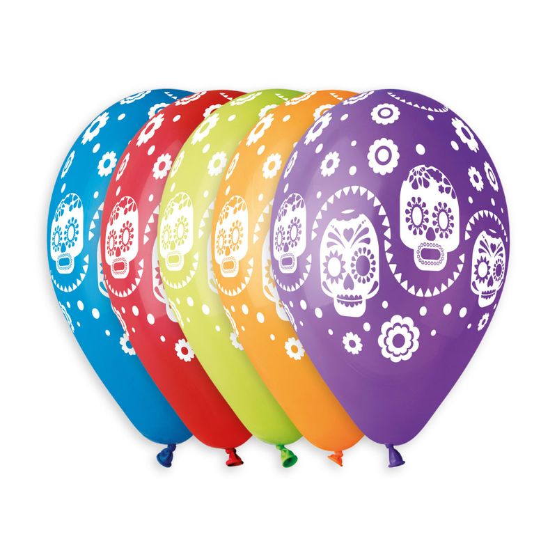 Gemar Standard Printed Sugar Skulls Latex Balloons #809 13in - 50 pieces