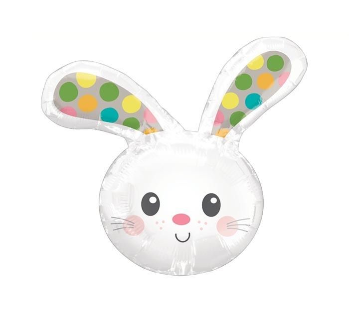 Foil Balloon Spotted Bunny Mini Head 14in