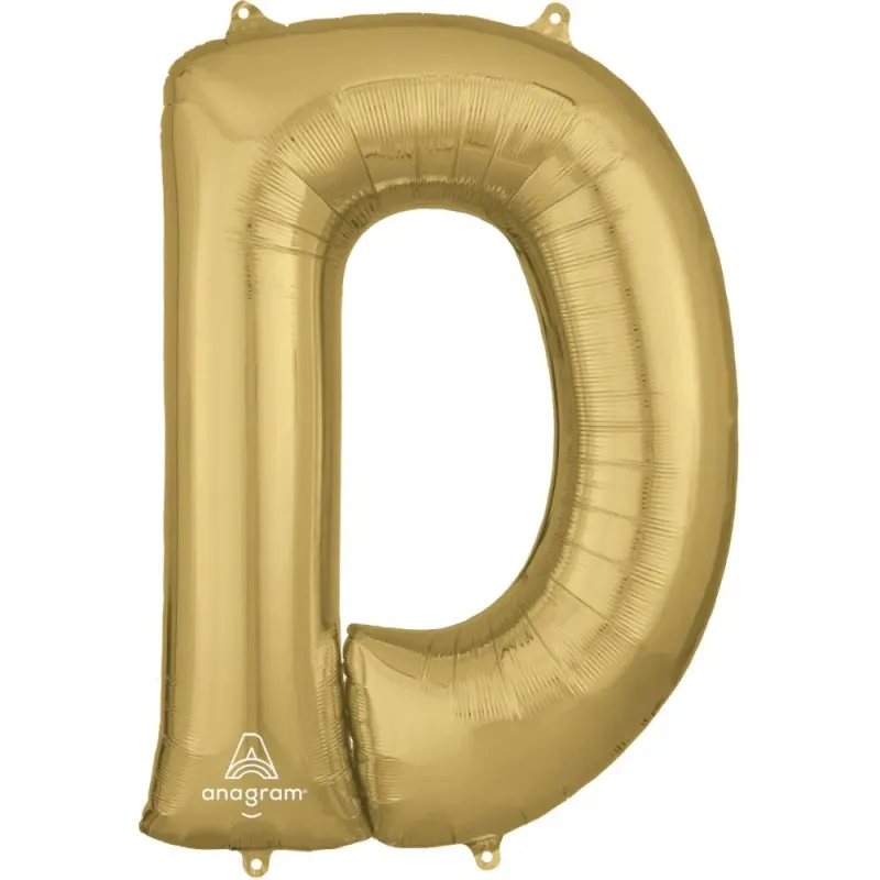 Foil Balloon Letter D White Gold 34in