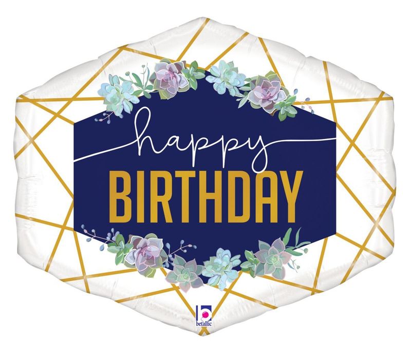 Foil Balloon Geode Navy Birthday 30in