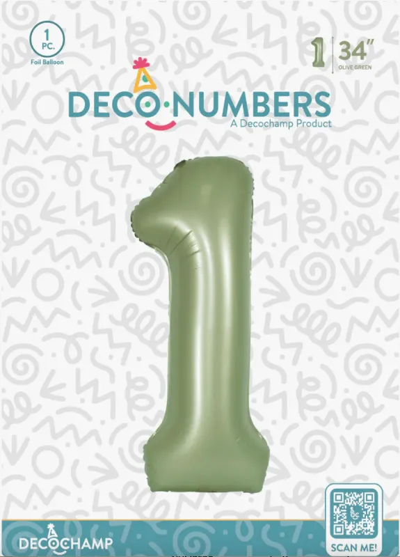 DecoNumber 1 Olive Green 34in