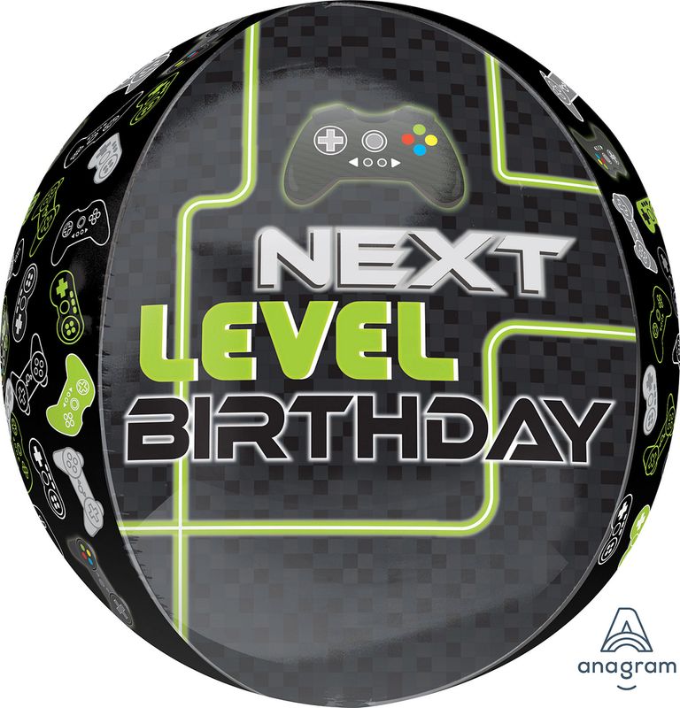 Foil Balloon Orbz Level Up Birthday 15in
