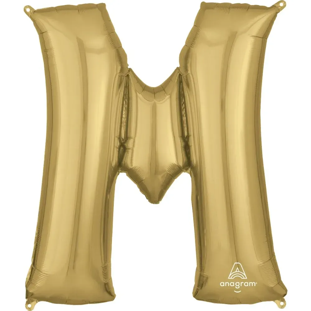 Foil Balloon Letter M White Gold 34in