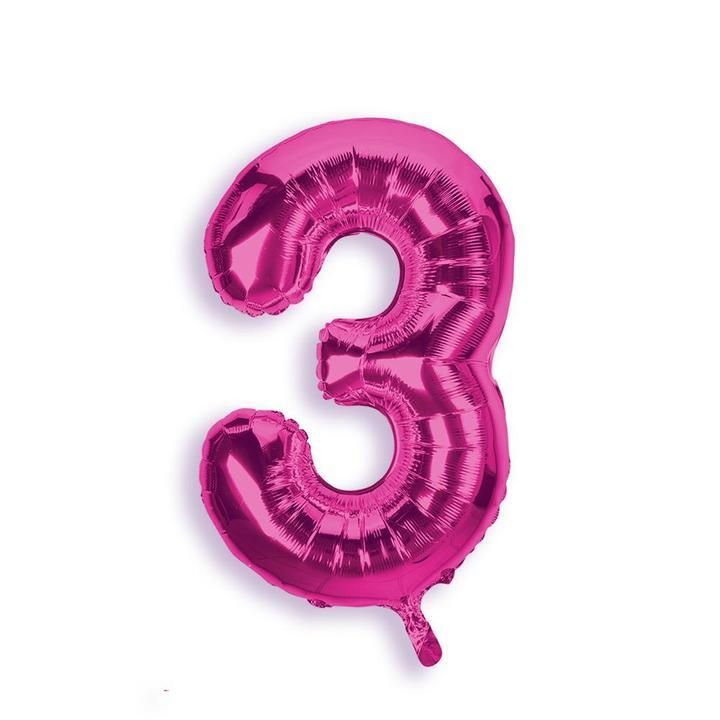Foil Balloon Number 3 Hot Pink 34in
