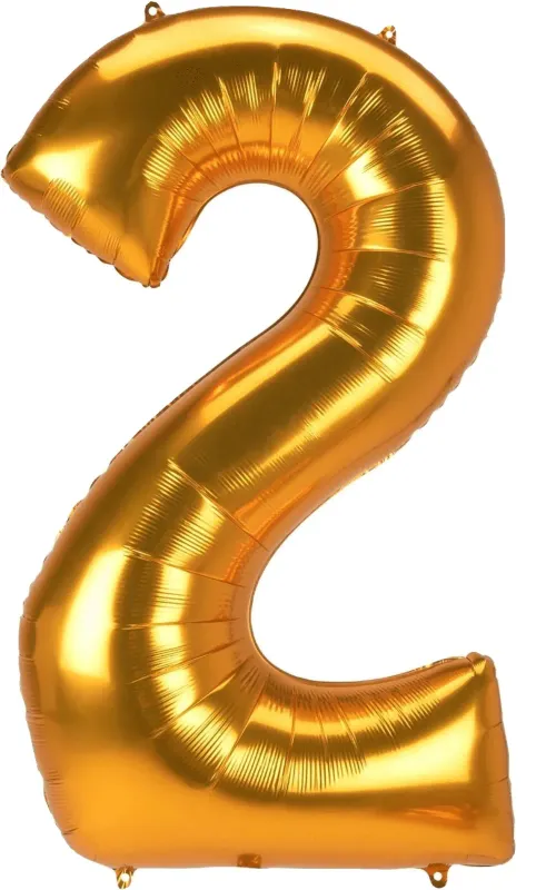 Foil Balloon Number 2 Gold 53in