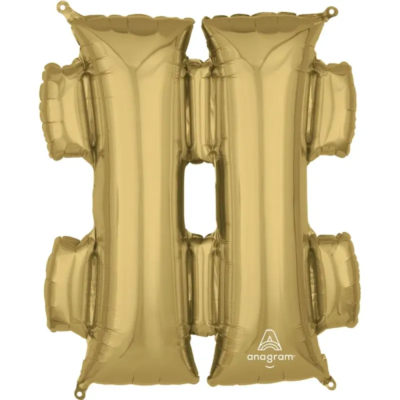 Foil Balloon Symbol # Hash Tag Sing White Gold 34in