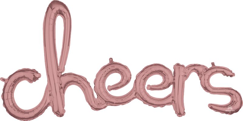 Foil Balloon Phrase Cheers Rose Gold Script 40in
