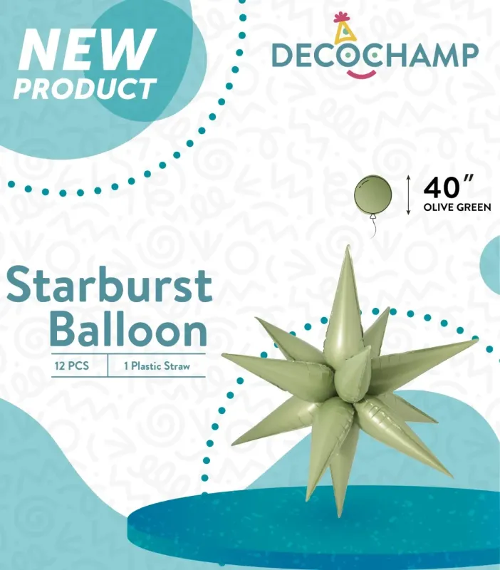 Foil Balloon Starburst Olive Green  40in