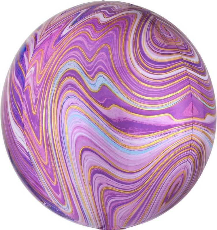 Foil Balloon Orbz Purple Marblez 15in