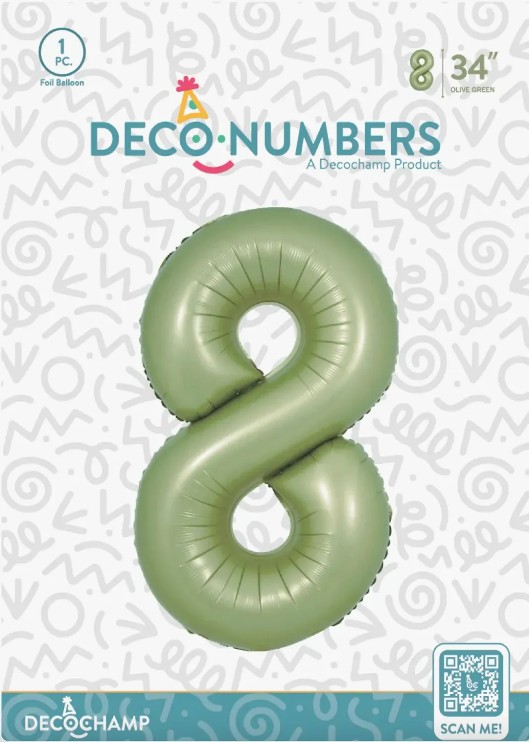 DecoNumber 8 Olive Green 34in