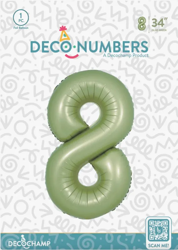 DecoNumber 8 Olive Green 34in