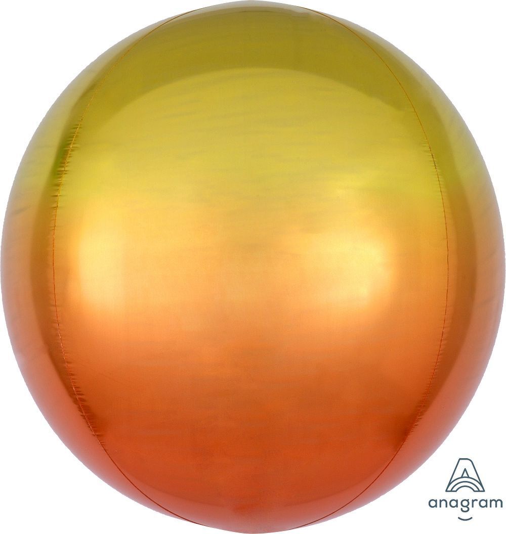 Foil Balloon Orbz Yellow & Orange Ombre 15in
