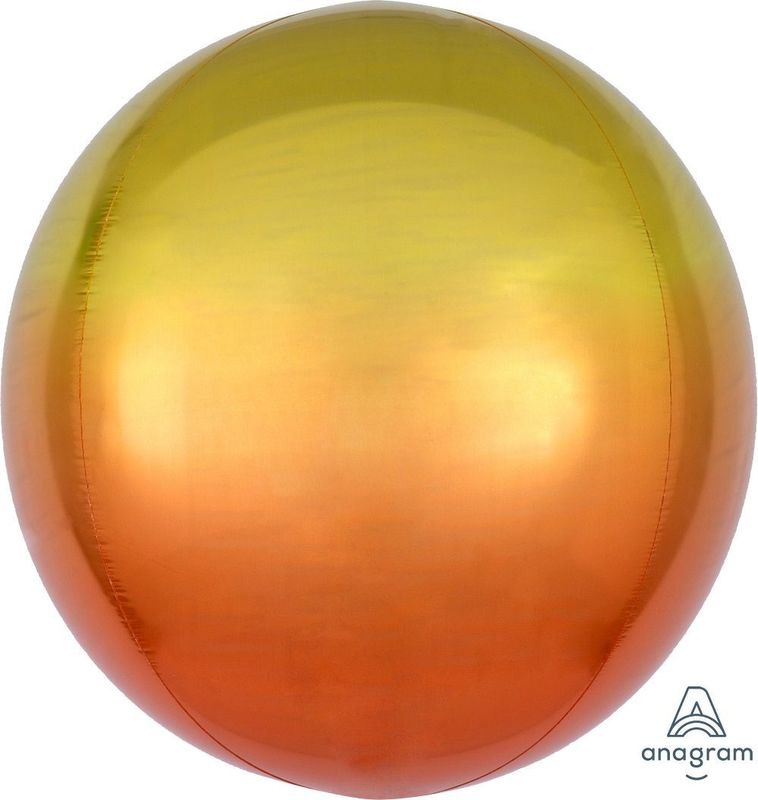 Foil Balloon Orbz Yellow & Orange Ombre 15in