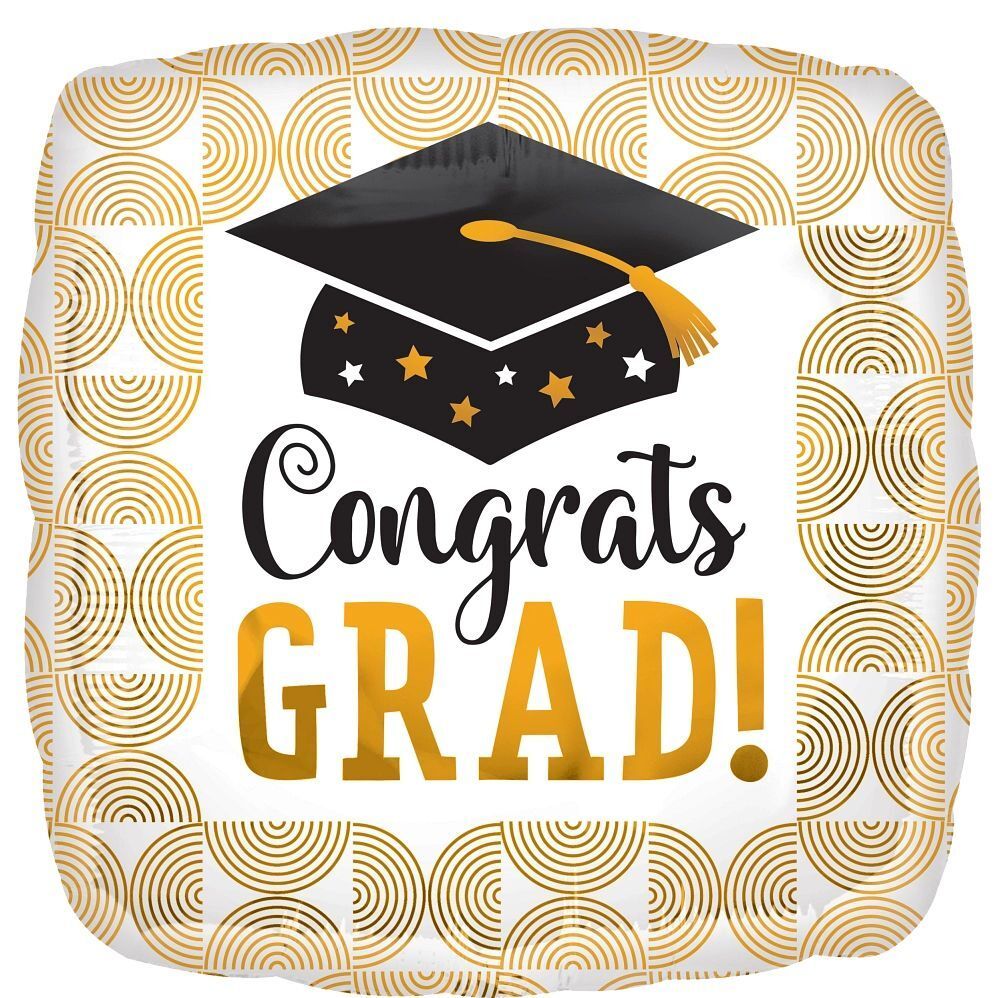 Foil Balloon Congrats Grad Ribbed Lines Jumbo Hx 28in